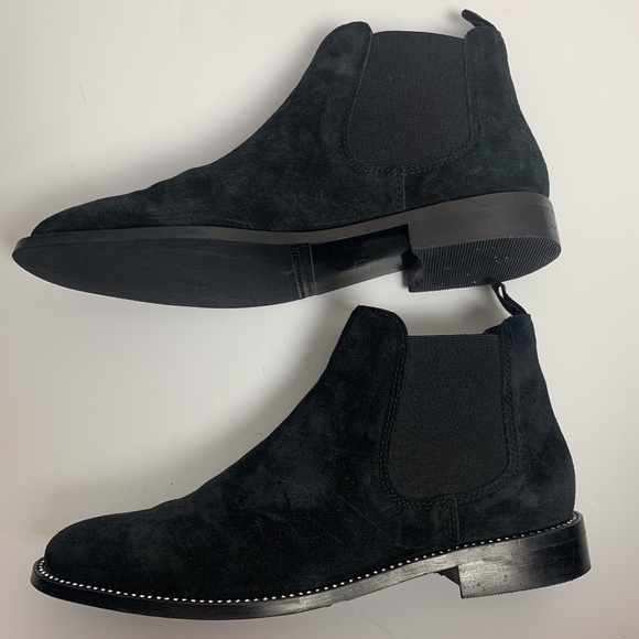 Scarpa d"Oro Black Suede Chelsea Boots With Rhinestones - Picture 4 of 9